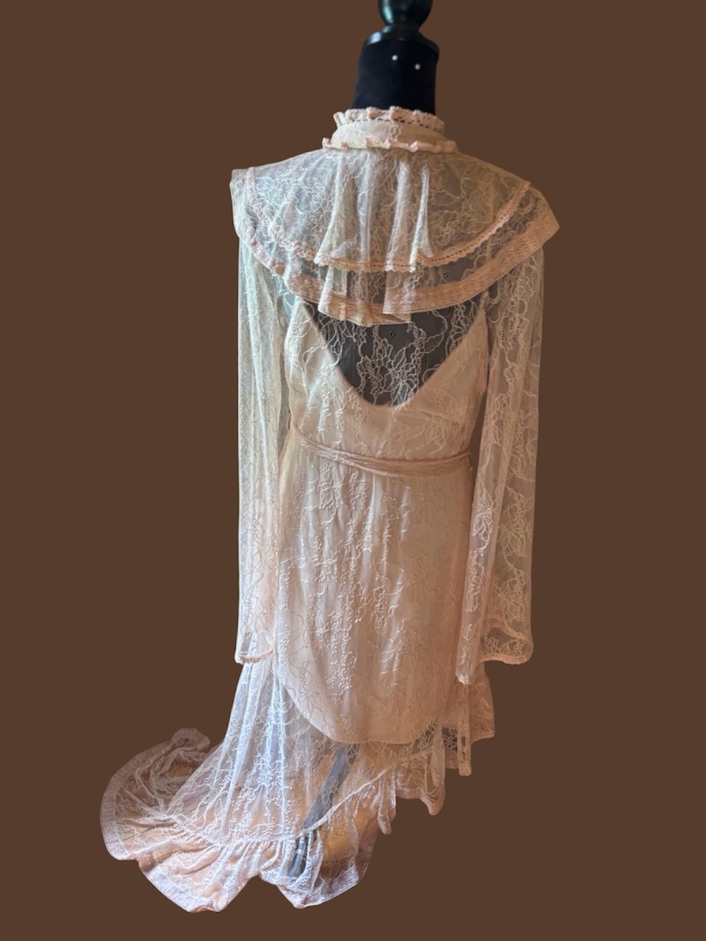 AFRM Lace Kaftan Dress Ivory Victorian Asymmetrical Hem Wedding Dress Sz XL Boho - Picture 6 of 16